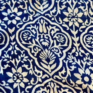 Vintage Navy & Cream Silk Scarf